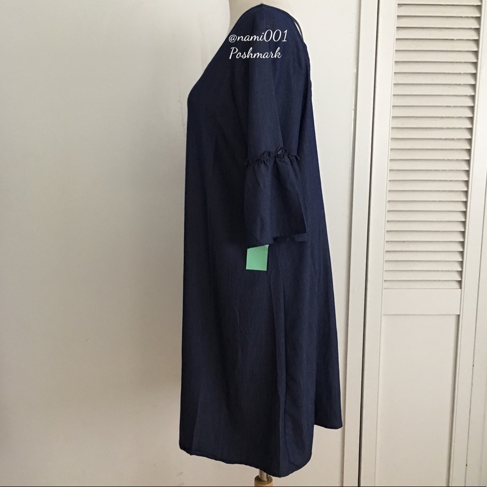 Denim Blue Slight Flare Bohemian Dress - Picture 5 of 5